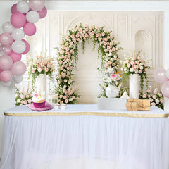 Lofaris Arche florale rose et blanche pour mariage élégant, magnifique décor de cérémonie pour séance photo romantique