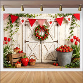Lofaris Toile de fond de photographie rustique avec fraises et tulipes, arrière-plan printanier pour studio photo