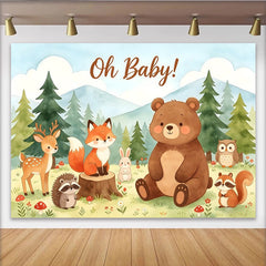 Lofaris Toile de fond pour baby shower safari avec animaux de la forêt et inscription Oh Baby, arrière-plan de photographie pour fête prénatale