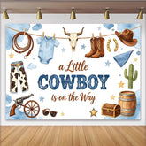 Lofaris Toile de fond pour baby shower petit cowboy avec bottes et lasso, arrière-plan de fête western pour garçon et studio photo