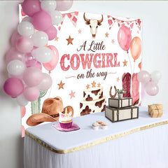 Lofaris Toile de fond rose thème western pour baby shower fille avec bottes et chapeau, magnifique décor de fête prénatale pour séance photo