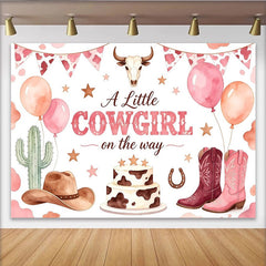 Lofaris Toile de fond rose thème western pour baby shower fille avec bottes et chapeau, magnifique décor de fête prénatale pour séance photo