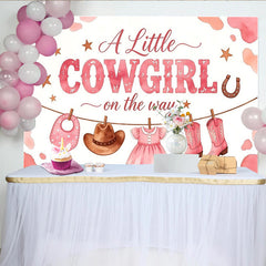 Lofaris Toile de fond rose cowgirl pour baby shower fille avec bottes et chapeau, adorable western pour fête prénatale et séance photo