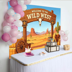 Lofaris Toile de fond de photographie Far West avec désert et cactus, arrière-plan authentique pour studio professionnel