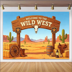 Lofaris Toile de fond de photographie Far West avec désert et cactus, arrière-plan authentique pour studio professionnel