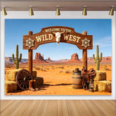 Lofaris Toile de fond thème western avec arche en bois et crâne de taureau, décor désertique pour fête et séance photo