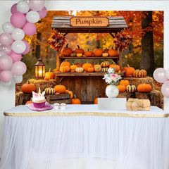 Lofaris Toile de fond d'automne rustique avec citrouilles et feuilles colorées, décor chaleureux pour fête de récolte et séance photo