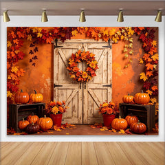Lofaris Toile de fond d'automne rustique avec citrouilles, magnifique décor de récolte pour studio photo professionnel