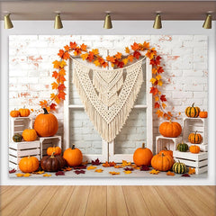 Lofaris Toile de fond de photographie d'automne avec citrouilles, arrière-plan de récolte pour studio photo et décoration saisonnière