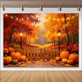 Lofaris Toile de fond d'automne vibrante avec citrouilles et feuilles d'érable, décor de saison pour studio photo et fête de la récolte