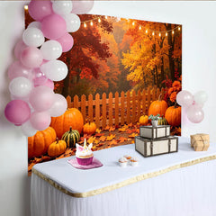 Lofaris Toile de fond d'automne avec citrouilles et feuilles colorées, magnifique arrière-plan pour photographie de récolte ou fête