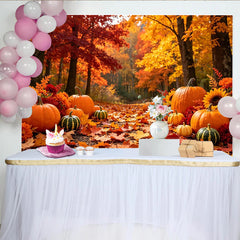 Lofaris Toile de fond photo d'automne avec citrouilles et feuilles colorées, magnifique arrière-plan de récolte pour studio professionnel