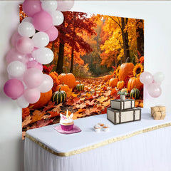 Lofaris Toile de fond photo d'automne avec citrouilles et feuilles colorées, magnifique arrière-plan de récolte pour studio professionnel