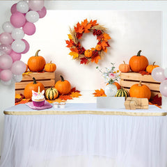 Lofaris Toile de fond d'automne avec citrouilles et feuilles colorées, décor de récolte et de Thanksgiving pour studio photo