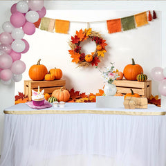 Lofaris Toile de fond de Thanksgiving avec citrouilles et feuilles d'automne, magnifique décor de récolte pour studio photo