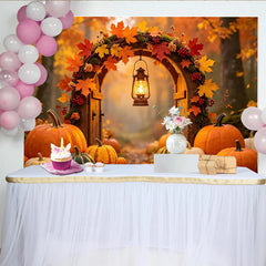 Lofaris Toile de fond d'automne rustique avec citrouilles et feuilles d'érable, magnifique arrière-plan pour la récolte et studio photo
