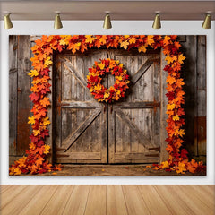 Lofaris Toile de fond de photographie automne rustique et feuilles d'érable, arrière-plan pour studio photo et décor de saison