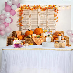 Lofaris Toile de fond de photographie d'automne rustique avec citrouilles et balles de foin, magnifique de récolte pour studio photo