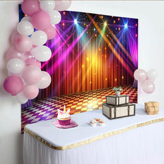 Lofaris Toile de fond de photographie pour soirée disco lumineuse et festive, magnifique arrière-plan de scène pour studio photo et événements