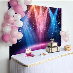 Lofaris Toile de fond scène lumineuse étincelante bleues roses et oranges, magnifique arrière-plan pour fête événement ou studio photo