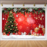 Lofaris Toile de fond de Noël festive avec sapin décoré et cadeaux, magnifique arrière-plan hivernal pour studio photo et fête