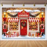 Lofaris Toile de fond de Noël magasin de biscuits et pain d'épices, magnifique décor festif pour photographie d'hiver