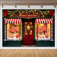 Lofaris Toile de fond de Noël vitrine de bonbons et sucettes lumineuses, arrière-plan magique pour fête d'hiver et séance photo