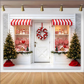Lofaris Toile de fond de Noël avec bonbons et guirlande rouge et blanc, arrière-plan festif pour studio photo et fête d'hiver
