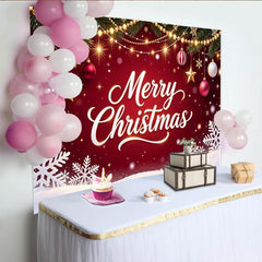 Lofaris Toile de fond de Noël rouge Joyeux Noël et flocons de neige, arrière-plan festif pour studio photo et célébrations