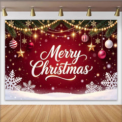Lofaris Toile de fond de Noël rouge Joyeux Noël et flocons de neige, arrière-plan festif pour studio photo et célébrations