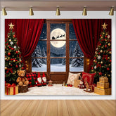 Lofaris Toile de fond de Noël avec père Noël et paysage hivernal enneigé, magnifique arrière-plan de fête pour studio photo