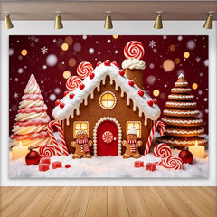 Lofaris Toile de fond de Noël maison en pain d'épices et bonbons, arrière-plan festif pour célébrations d'hiver et séances photo
