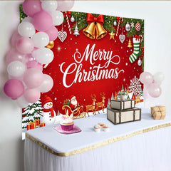 Lofaris Toile de fond de Noël avec Père Noël, rennes et bonhomme de neige, magnifique arrière-plan hivernal pour fête et studio photo