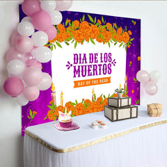 Lofaris Toile de fond Dia de los Muertos avec fleurs de soucis et bougies, magnifique arrière-plan pour célébration de fête et photographie