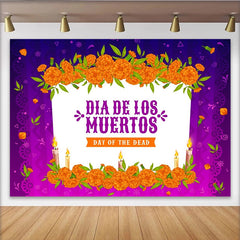 Lofaris Toile de fond Dia de los Muertos avec fleurs de soucis et bougies, magnifique arrière-plan pour célébration de fête et photographie