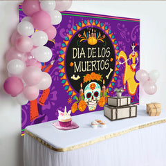 Lofaris Toile de fond Jour des Morts avec squelettes musiciens et danseurs, magnifique décor de fête mexicaine pour célébration festive