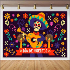 Lofaris Toile de fond Fête des Morts mexicaine, squelette et fleurs, magnifique décor de fête pour célébration culturelle