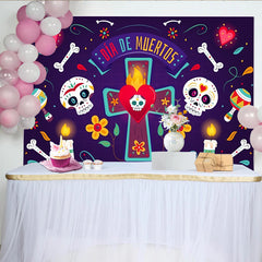 Lofaris Toile de fond Jour des Morts mexicain avec crânes et bougies, arrière-plan de fête coloré pour studio photo