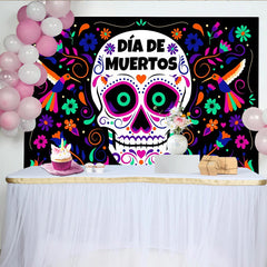 Lofaris Toile de fond colorée Fête des Morts avec crâne en sucre et fleurs vibrantes, magnifique arrière-plan mexicain pour célébration