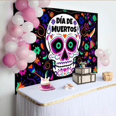 Lofaris Toile de fond colorée Fête des Morts avec crâne en sucre et fleurs vibrantes, magnifique arrière-plan mexicain pour célébration