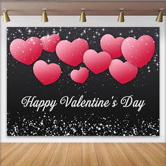Lofaris Toile de Fond de F¨ºte Bonne Saint-Valentin C?urs Noirs et Roses, D¨¦coration de C¨¦l¨¦bration Romantique ¨¦tincelante