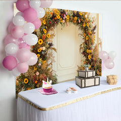 Lofaris Toile de Fond de F¨ºte Arche Florale Tournesol Rustique et Herbe de la Pampa, Mariage Boh¨¨me ou S¨¦ance Photo d'Automne
