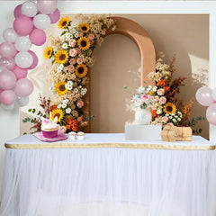 Lofaris Toile de Fond de F¨ºte Arche Florale Boho Rustique avec Tournesols, Roses Roses et Marguerites pour Mariage et Bridal Shower