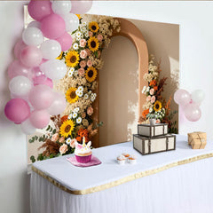 Lofaris Toile de Fond de F¨ºte Arche Florale Boho Rustique avec Tournesols, Roses Roses et Marguerites pour Mariage et Bridal Shower