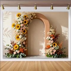 Lofaris Toile de Fond de F¨ºte Arche Florale Boho Rustique avec Tournesols, Roses Roses et Marguerites pour Mariage et Bridal Shower