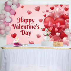 Lofaris Toile de Fond de F¨ºte Bonne Saint-Valentin avec C?urs Rouges et Roses et N?ud, D¨¦coration C¨¦l¨¦bration Amour Romantique