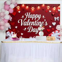 Lofaris Toile de Fond de Fête Bonne Saint-Valentin Cœurs Rouges et Blancs et Boîtes Cadeaux, Décoration Célébration Amour Romantique