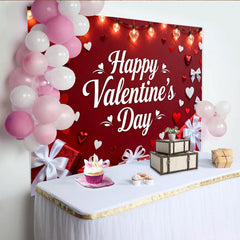 Lofaris Toile de Fond de Fête Bonne Saint-Valentin Cœurs Rouges et Blancs et Boîtes Cadeaux, Décoration Célébration Amour Romantique