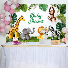 Lofaris Toile de fond baby shower safari avec animaux de la jungle, décoration pour fête de naissance et nouveau-né