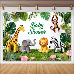 Lofaris Toile de fond baby shower safari avec animaux de la jungle, décoration pour fête de naissance et nouveau-né